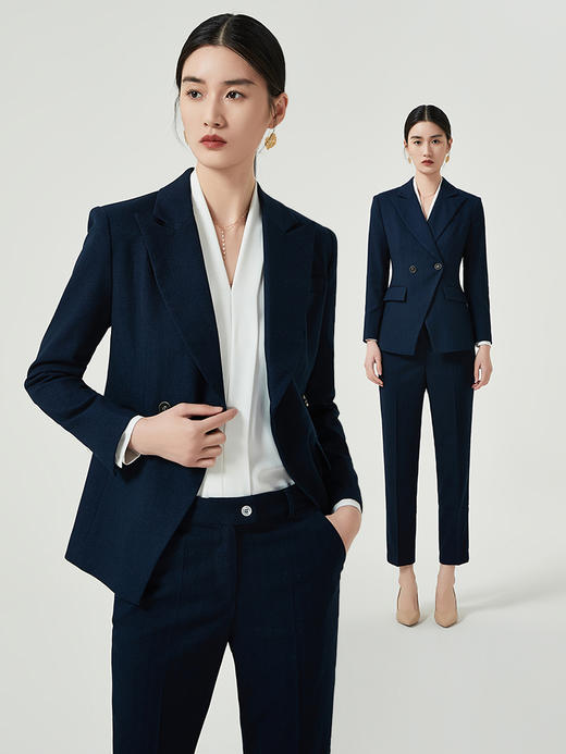 IWY/藏青西装套装款职业装工作服春秋季藏青色高级感面试正装西服CP11398 商品图1