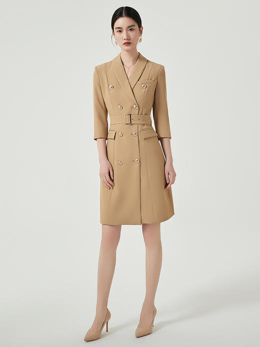 IWY/卡其色高端职业连衣裙女士商务经理正装工作服七分袖西装裙Q470 商品图2