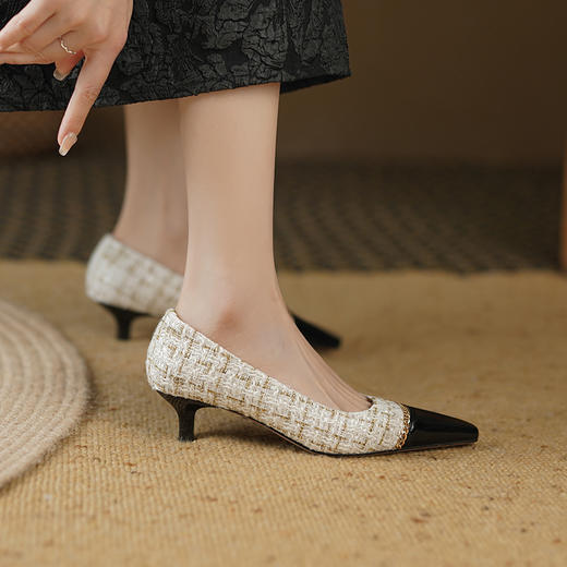 优雅减龄，小香风链条爆款里外全皮单鞋YD-F340 商品图3