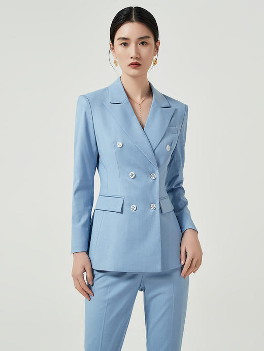 IWY/蓝色职业装气质女神范高端定制女士西装套装播音艺考正装两件套OLC12101+P12101 商品图1