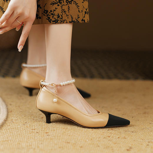 两穿小香风，里外全皮春夏新品复古单鞋YD-F336 商品图0