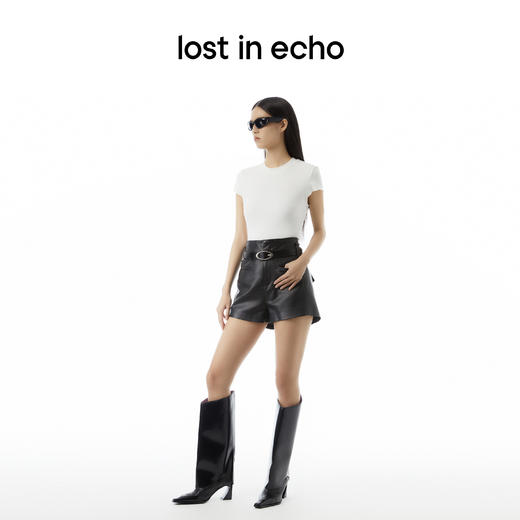 lost in echo设计师品牌Aliz系列logo刺绣弹力简约修身短款T恤女 商品图1
