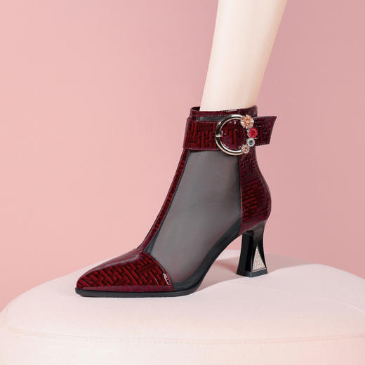 春季新品，舒适高品质网靴轻奢水钻跟女网靴JJ-D862 商品图7