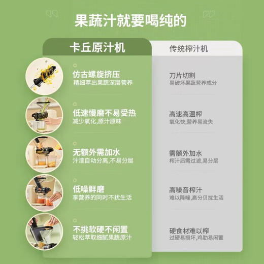 CACHOO 卡丘原汁机榨汁机汁渣分离家用果蔬西芹榨汁机迷你小型双料口自动慢磨机原汁机 心选到家 商品图1