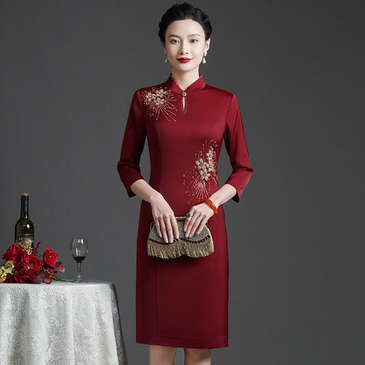 婚宴优雅中老年，旗袍改良连衣裙DY-Q6236 商品图4
