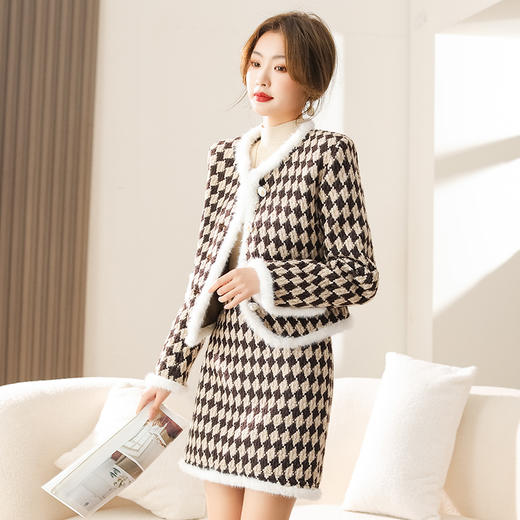 2023新款女装休闲时尚气质优雅通列减龄韩版简约小香风套裙两件套HMQY2292 商品图7