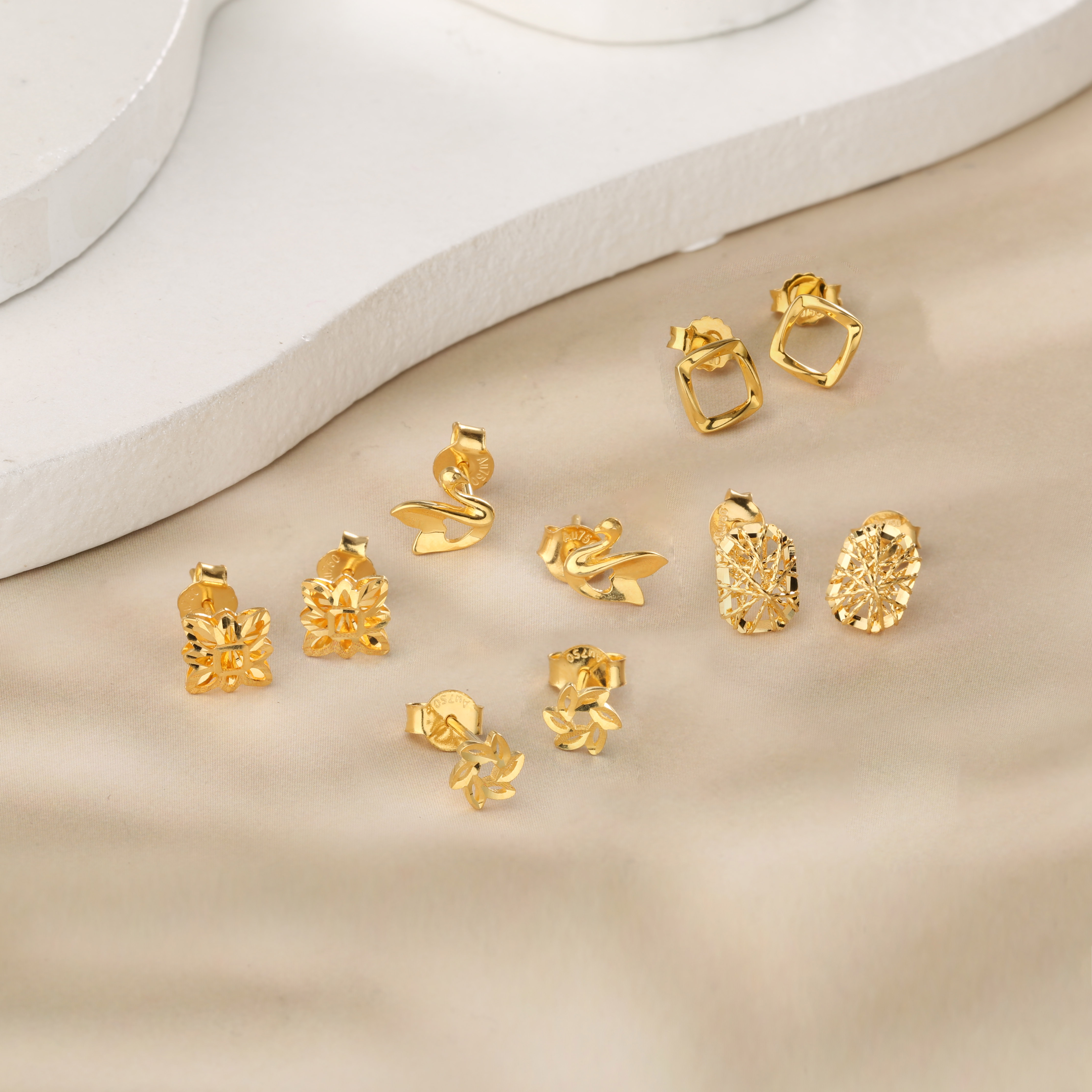 【宏艺珠宝】18K金简约耳钉合集·18K金耳饰