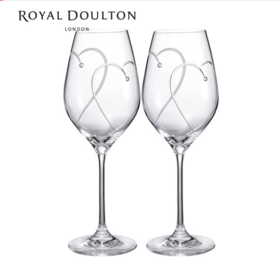 英国皇家道尔顿进口红酒杯承诺系列水晶玻璃葡萄酒对杯 爱心双环