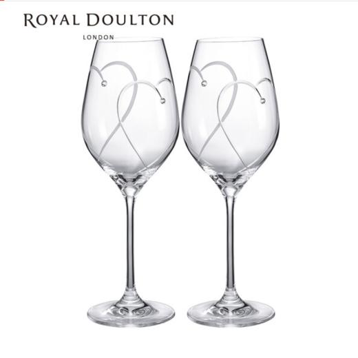 英国皇家道尔顿进口红酒杯承诺系列水晶玻璃葡萄酒对杯 爱心双环 商品图0