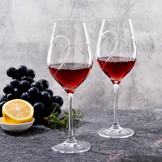 英国皇家道尔顿进口红酒杯承诺系列水晶玻璃葡萄酒对杯 爱心双环 商品图1