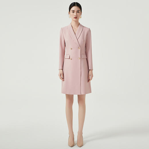 IWY/粉色西装连衣裙女春秋气质通勤职场女装中长款艺考主持人演讲裙子Q768 商品图2