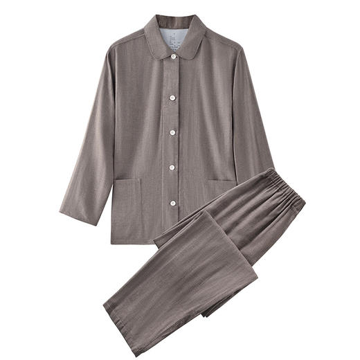 【纯色家居服】纯色家居服全棉双层纱睡衣简约家居服套装男女情侣款 商品图3