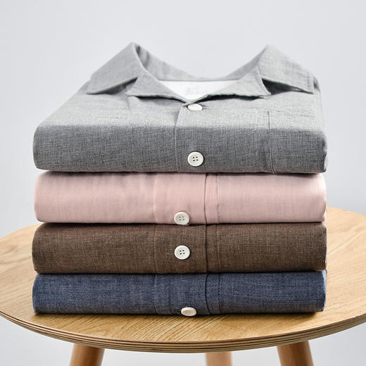 【纯色家居服】纯色家居服全棉双层纱睡衣简约家居服套装男女情侣款 商品图6