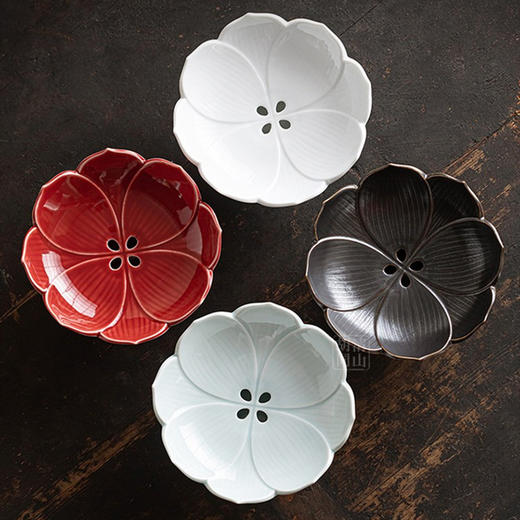 「中式高脚沥水果盘陶瓷茶点盘」精致莲花形点心盘 禅意清供糕点碟 商品图1