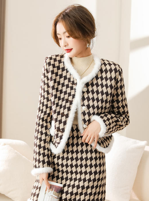 2023新款女装休闲时尚气质优雅通列减龄韩版简约小香风套裙两件套HMQY2292 商品图11