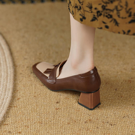 复古拼色小香风，爆款里外全皮单鞋YD-K012 商品图8