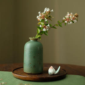 「景德镇手拉坯粗陶三色梅瓶小花瓶」民宿酒店样板房台面装饰陶瓷花器