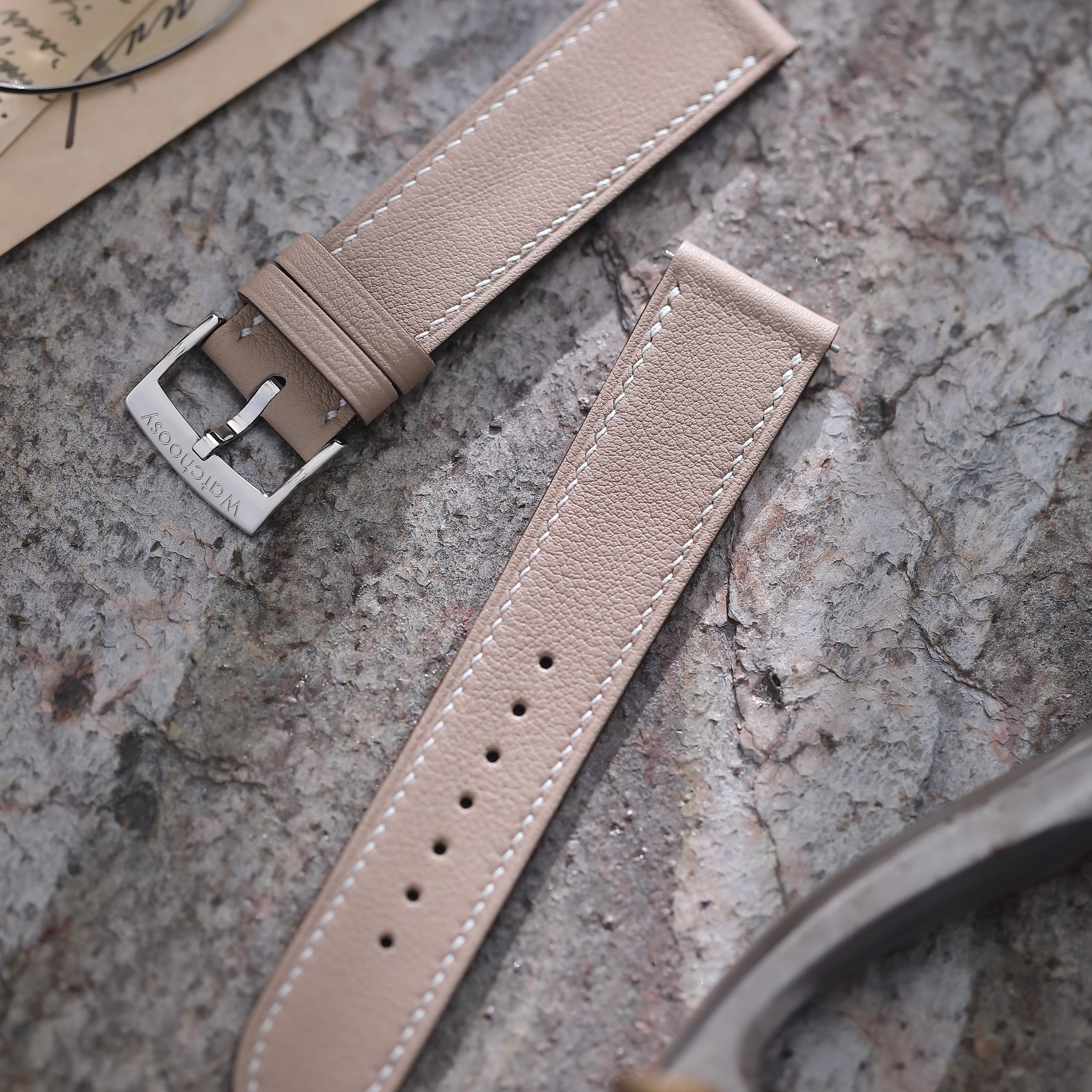 芯选手工表带  swift皮 奶茶色