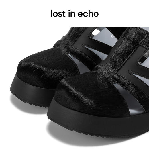 [断码]lost in echo设计师品牌时尚厚底镂空双层马毛百搭舒适穆勒拖鞋女 商品图1