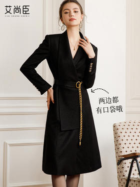 西装职业连衣裙女秋装2022年新款高级感黑色外套ol长袖中长款裙子