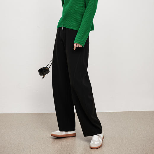 INANDON2023春季香蕉裤女新款高腰显瘦直筒阔腿裤运动卫裤棕色拖地裤子 商品图7