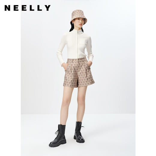 NEELLY纳俪商场同款2023春季新款满印短裤女百搭阔腿显瘦休闲裤N23021H01070 商品图1