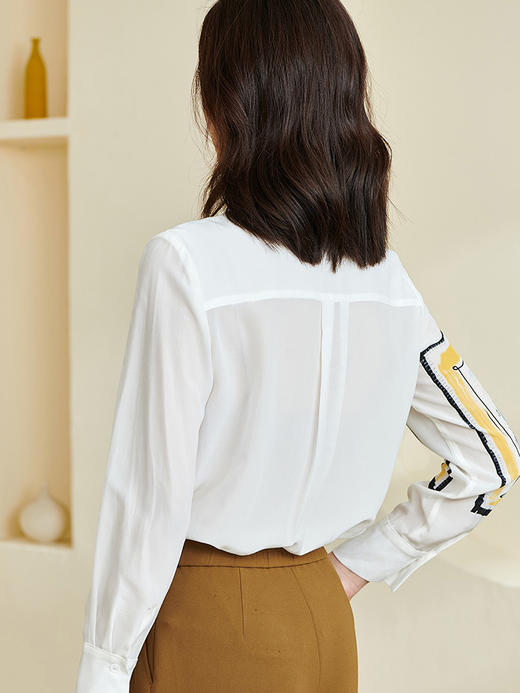 剩XXL 米思阳2025春季新款气质柔软真丝衬衫桑蚕丝时尚印花女士衬衣0386 商品图2