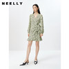 NEELLY纳俪商场同款春季V领泡泡袖连衣裙女收腰系带a字裙中长款N23022Y01098 商品缩略图1