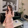 金蘑菇菇【粉色旋律】v领设计木耳边短袖连衣裙 商品缩略图2