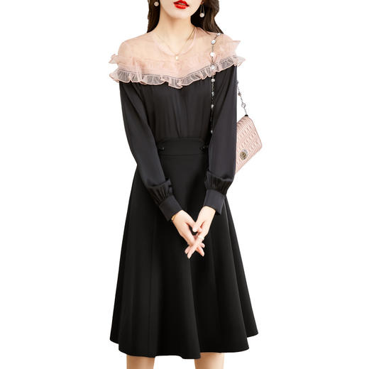 蕾丝拼接时尚休闲舒适名媛气质修身显瘦两件套套裙HR-WM80029 商品图4