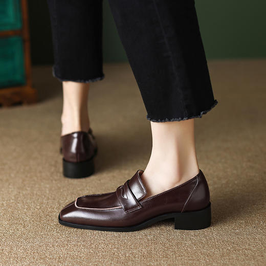 春秋新款，厚底方头一脚蹬小皮鞋TYM-6148 商品图9