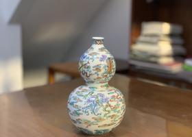 柴窑青花斗彩祥云八宝葫芦瓶