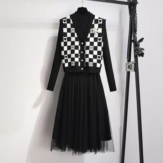 拼接网纱时尚马甲背心裙子两件套1116 商品图6