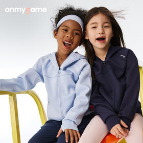 onmygame女童运动外套春装新款儿童连帽开衫高弹快干休闲拉链上衣