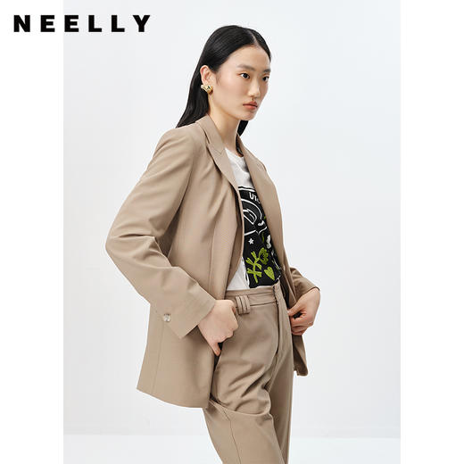 NEELLY纳俪商场同款一粒扣西装外套女春季新款正肩上衣时尚通勤N23022W01092 商品图2