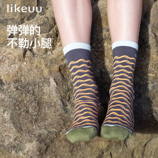 ubras旗下likeuu儿童袜子男女童不易起球透气撞色波浪袜两双装LE1163031 ZY 商品图2