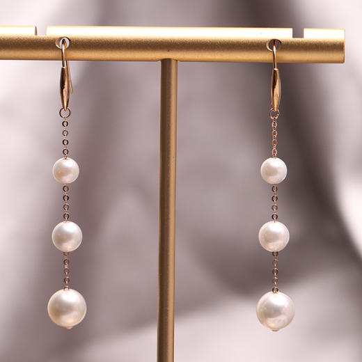 美裕 【心弦】金18K海水珍珠耳钉 4-6.5mm白 106039 商品图1