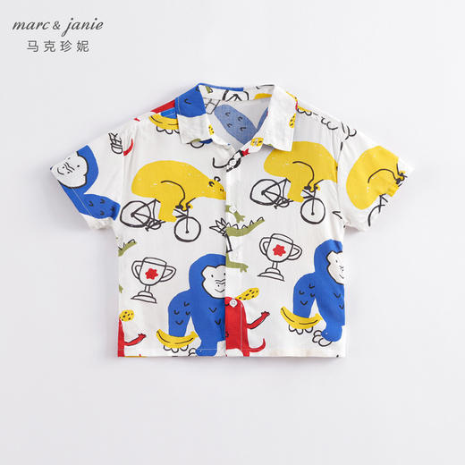 马克珍妮夏装新款 男童轻薄防蚊短袖衬衫 儿童上衣230566 商品图2