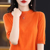 QHJY-202311春款半袖精纺羊毛衫宽松打底衫五分袖针织衫中袖薄款毛衣 商品缩略图1