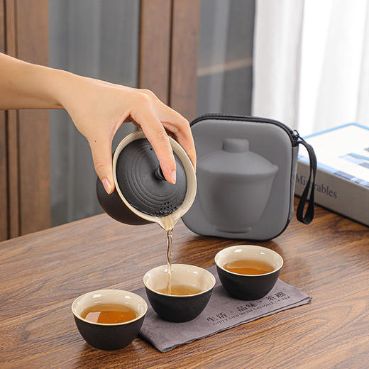 「六款可选！祥云旅行快客组」旅行茶具快客杯一壶三杯便携式盖碗小套户外功夫套装泡茶礼品餐饮用具 商品图3