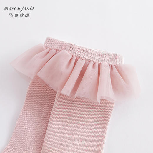 马克珍妮春装新款 女童田园风网纱花边中筒袜 儿童袜子230958 商品图5