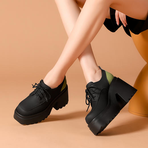 舒适平头，厚底增高绑带真皮单鞋WWX-T10086 商品图6