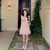 金蘑菇菇【粉色旋律】v领设计木耳边短袖连衣裙 商品缩略图0