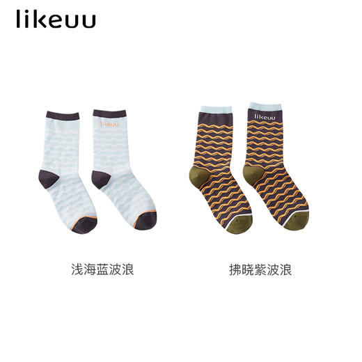 ubras旗下likeuu儿童袜子男女童不易起球透气撞色波浪袜两双装LE1163031 ZY 商品图4
