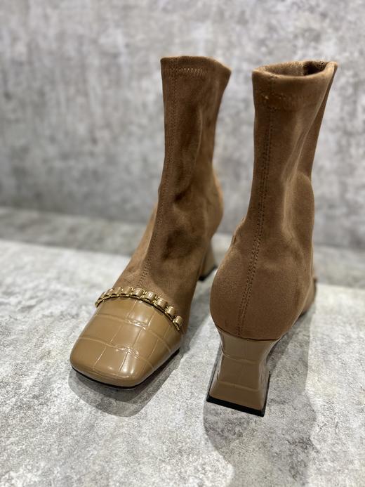 IUIU SECOND 时尚方头拼接弹力短靴U21DS44551 商品图5