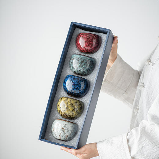 「窑变五行杯！匠心力作」窑变建盏茶杯五行杯天目茶盏单杯主人杯品茗杯礼盒装商务送礼餐饮用具 商品图0