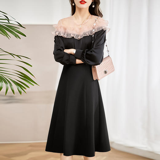 蕾丝拼接时尚休闲舒适名媛气质修身显瘦两件套套裙HR-WM80029 商品图2