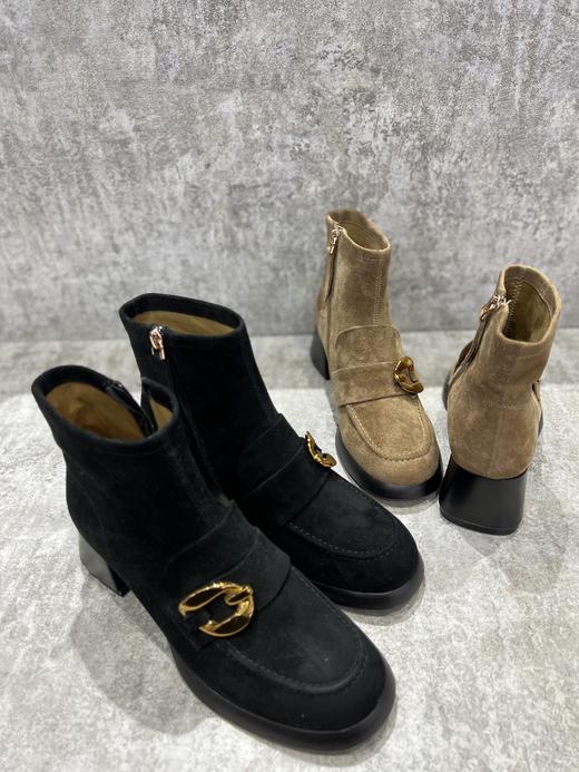 IUIU SECOND 磨砂饰扣中跟内拉链短靴及踝靴U21DS44501 商品图0