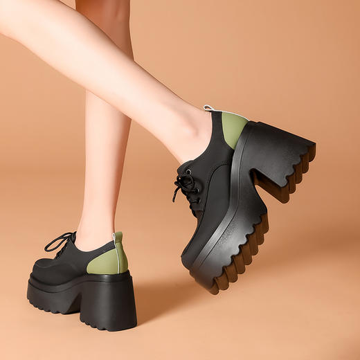 舒适平头，厚底增高绑带真皮单鞋WWX-T10086 商品图9