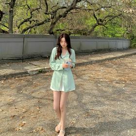 金蘑菇菇［双珠收腰］垂坠感设计2way长袖防晒衬衫外套